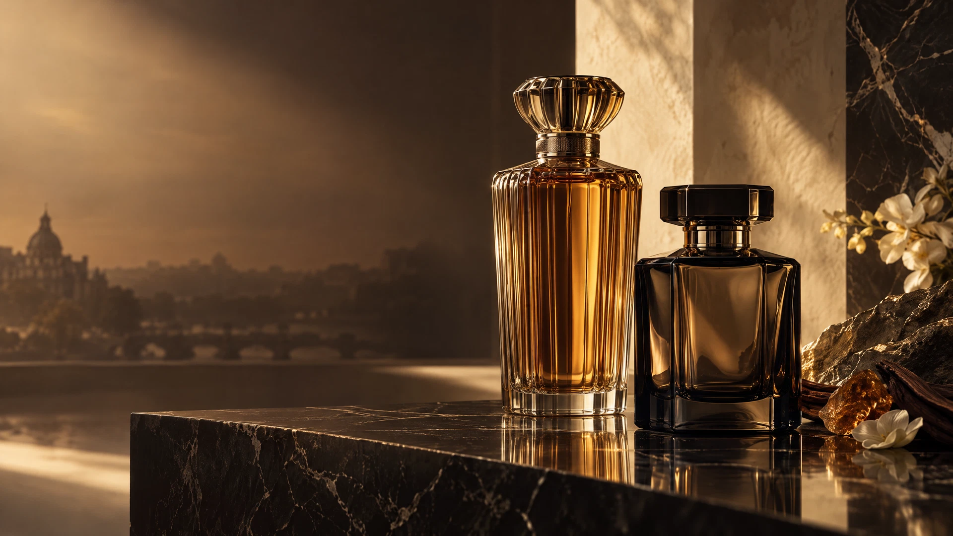 Frascos de perfume artísticos de vidrio ahumado y ámbar